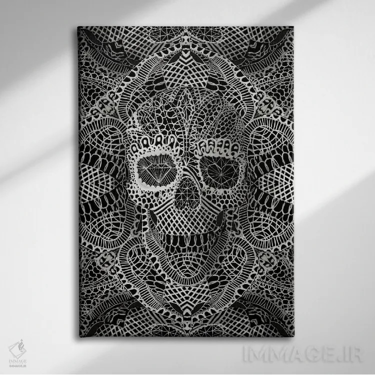 تابلو جمجمه توری اثر علی گولچ - نمای روبهرو روی دیوار