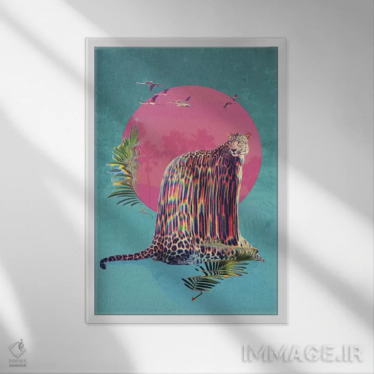 تابلو پلنگ خالدار (جگوار) اثر علی گولچ - نمای قابدار سفید