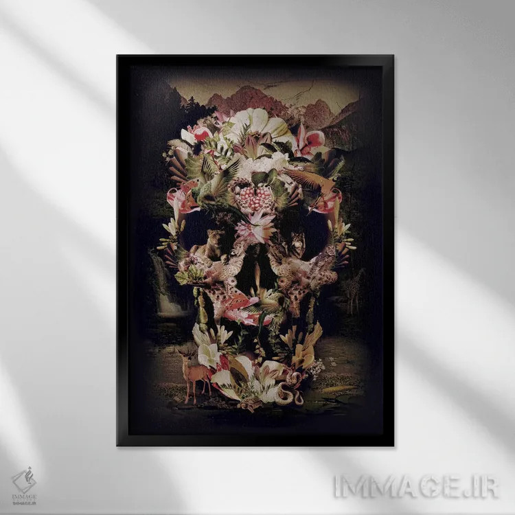 تابلو جمجمه جنگلی اثر علی گولچ - نمای قابدار مشکی