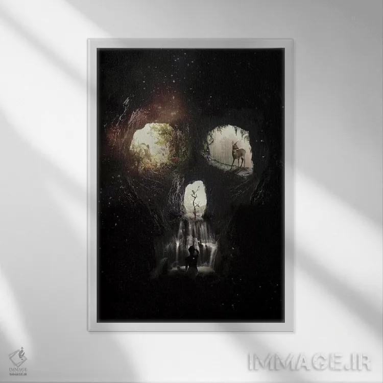 تابلو جمجمه غار اثر علی گولچ - نمای قابدار سفید