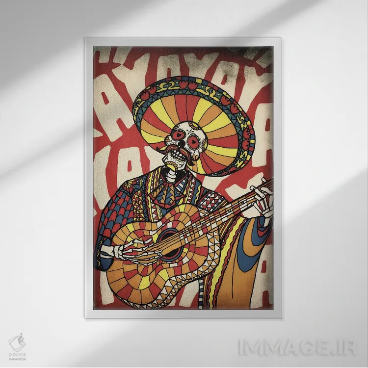 تابلو ماریاچی (گروه موسیقی سنتی مکزیکی) اثر علی گولچ - نمای قابدار سفید