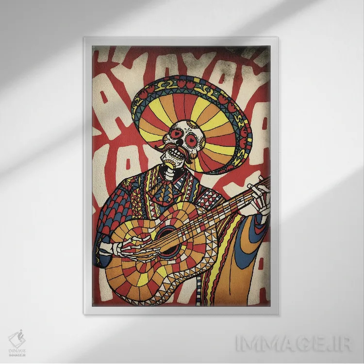 تابلو ماریاچی (گروه موسیقی سنتی مکزیکی) اثر علی گولچ - نمای قابدار سفید