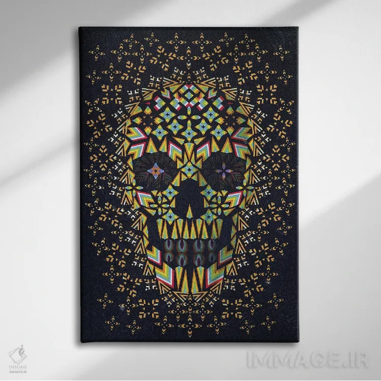 تابلو جمجمه شماره ۶ اثر علی گولچ - نمای روبهرو روی دیوار