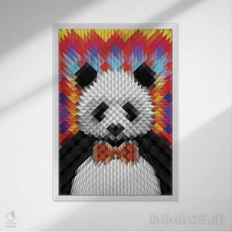 تابلو پاندا اثر علی گولچ - نمای قابدار سفید