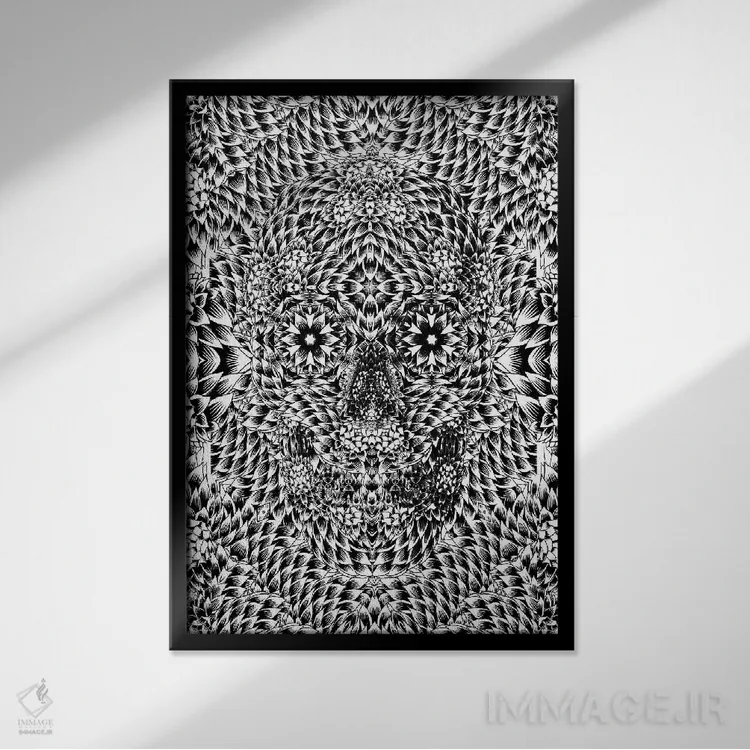 تابلو جمجمه شماره هفت (VII) اثر علی گولچ - نمای قابدار مشکی