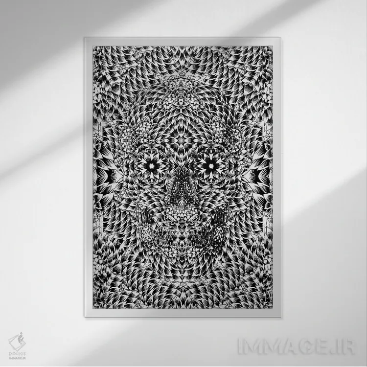 تابلو جمجمه شماره هفت (VII) اثر علی گولچ - نمای قابدار سفید