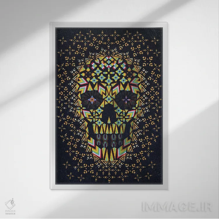 تابلو جمجمه شماره ۶ اثر علی گولچ - نمای قابدار سفید