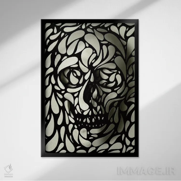 تابلو جمجمه شماره ۴ اثر علی گولچ - نمای قابدار مشکی