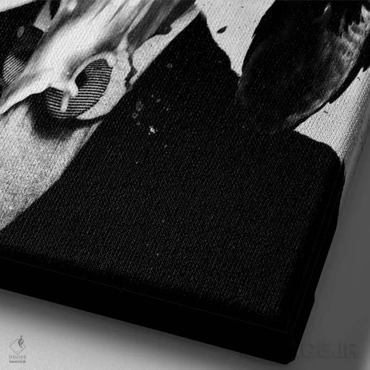 تابلو جمجمه پاشیده اثر علی گولچ - نمای نزدیک بافت بوم