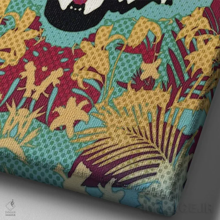 تابلو ببر اثر علی گولچ - نمای نزدیک بافت بوم