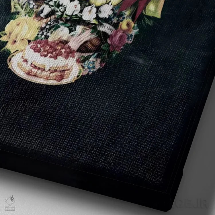 تابلو جمجمه قدیمی (وینتیج) اثر علی گولچ - نمای نزدیک بافت بوم