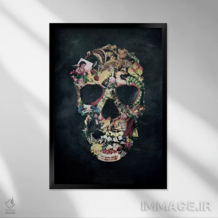 تابلو جمجمه قدیمی (وینتیج) اثر علی گولچ - نمای قابدار مشکی