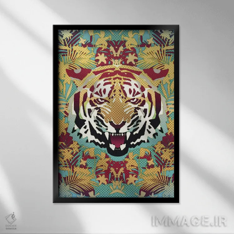 تابلو ببر اثر علی گولچ - نمای قابدار مشکی