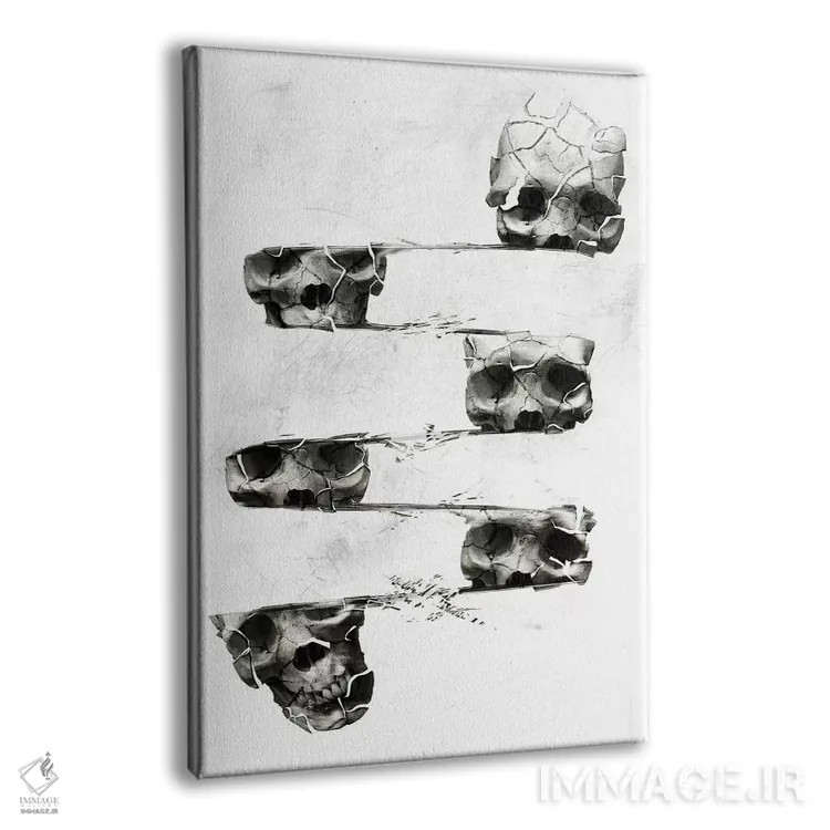 تابلو جمجمه تحریفشده اثر علی گولچ - نمای پرسپکتیو محصول