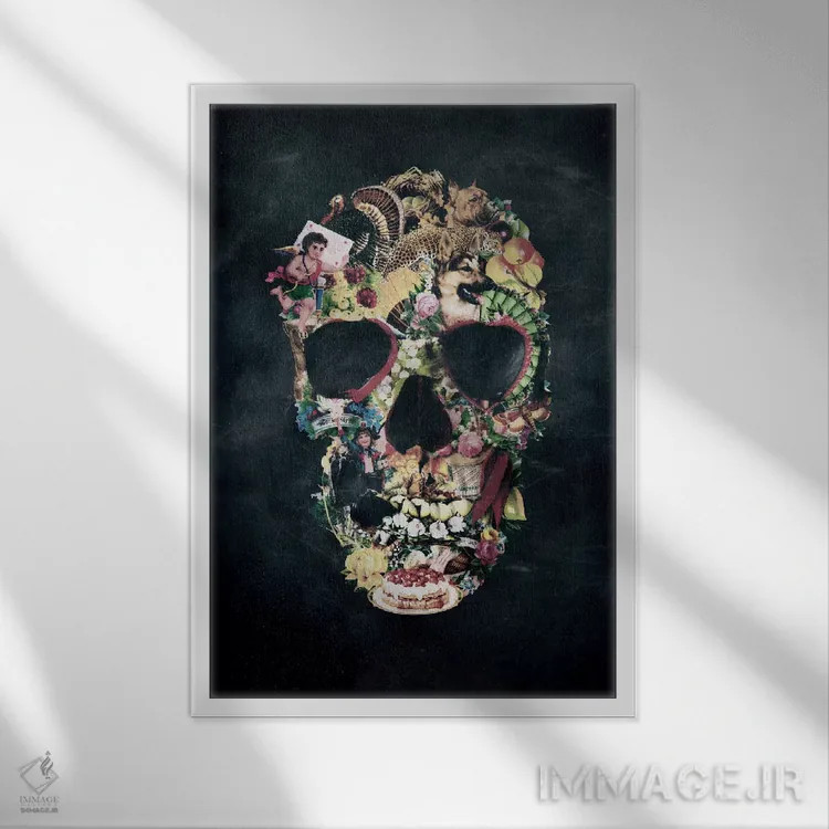 تابلو جمجمه قدیمی (وینتیج) اثر علی گولچ - نمای قابدار سفید