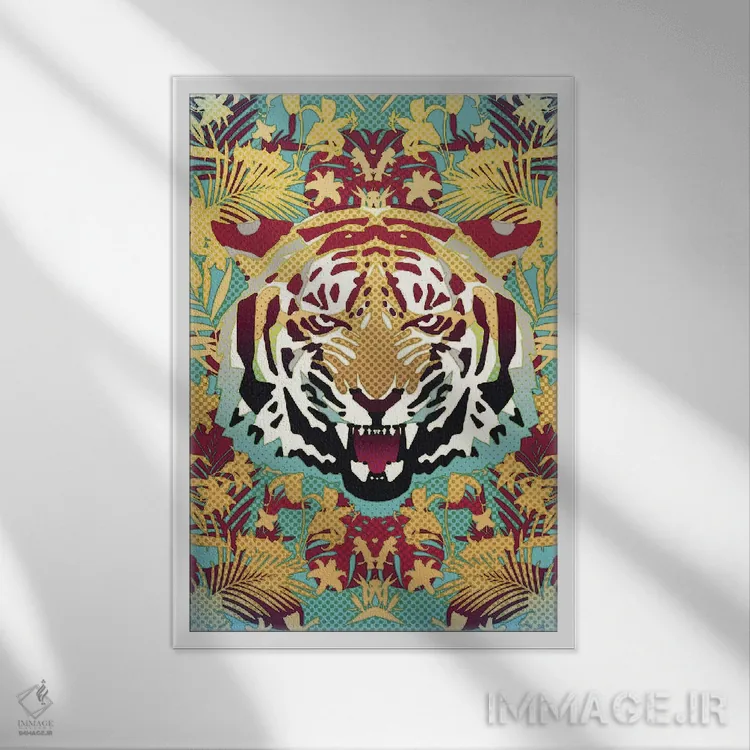 تابلو ببر اثر علی گولچ - نمای قابدار سفید