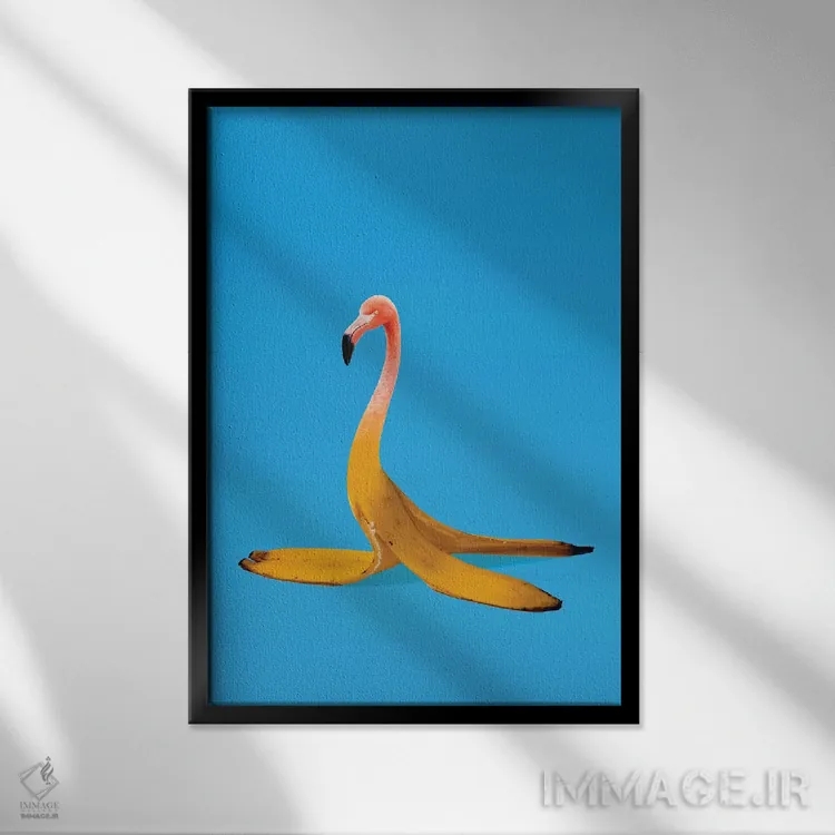 تابلو موز فلامینگو اثر علی گولچ - نمای قابدار مشکی