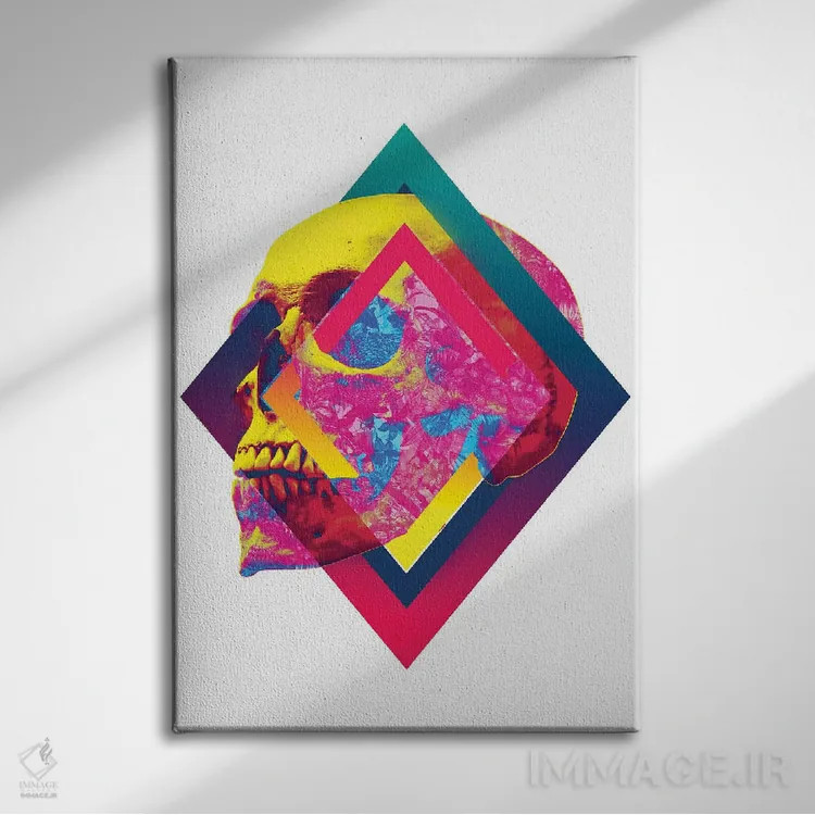 تابلو جمجمه پرطراوت I اثر علی گولچ - نمای روبهرو روی دیوار