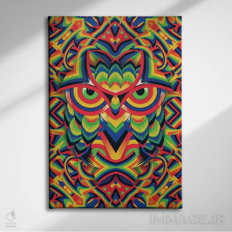 تابلو جغد ۳ اثر علی گولچ - نمای روبهرو روی دیوار