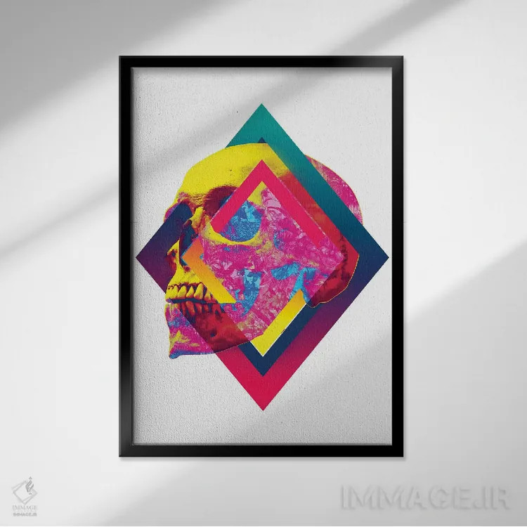 تابلو جمجمه پرطراوت I اثر علی گولچ - نمای قابدار مشکی