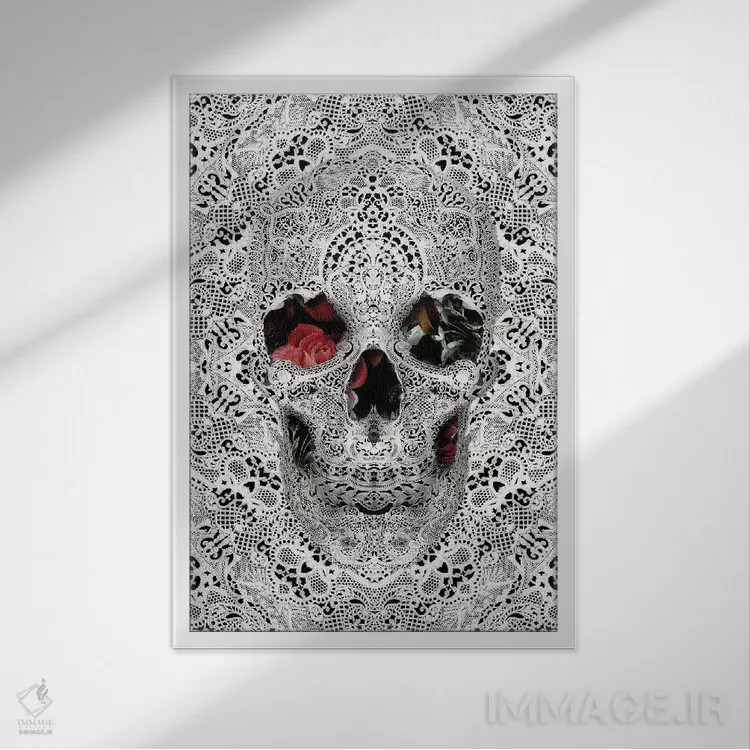 تابلو جمجمه توری II اثر علی گولچ - نمای قابدار سفید