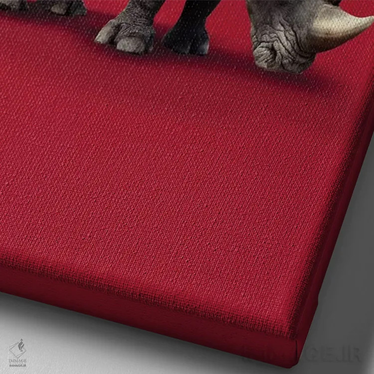 تابلو کرگدن اثر علی گولچ - نمای نزدیک بافت بوم