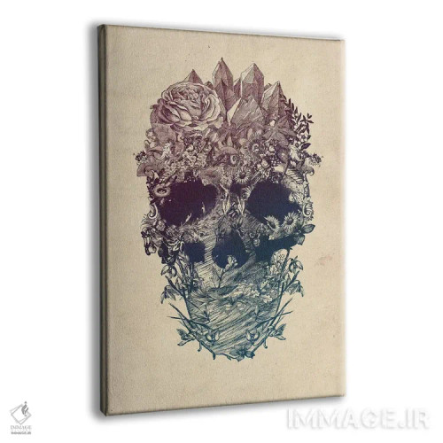 تابلو جمجمه گلدار اثر علی گولچ - نمای پرسپکتیو محصول