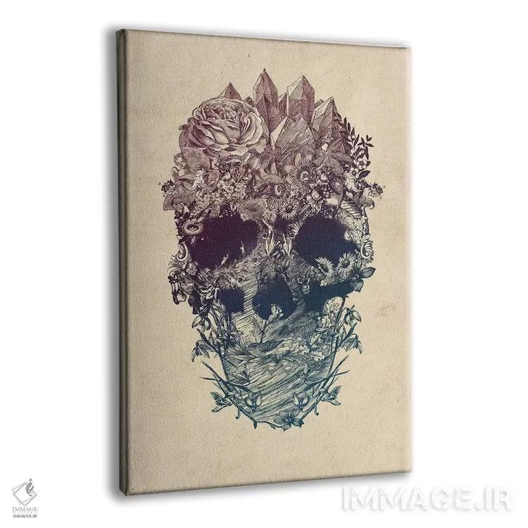تابلو جمجمه گلدار اثر علی گولچ - نمای پرسپکتیو محصول
