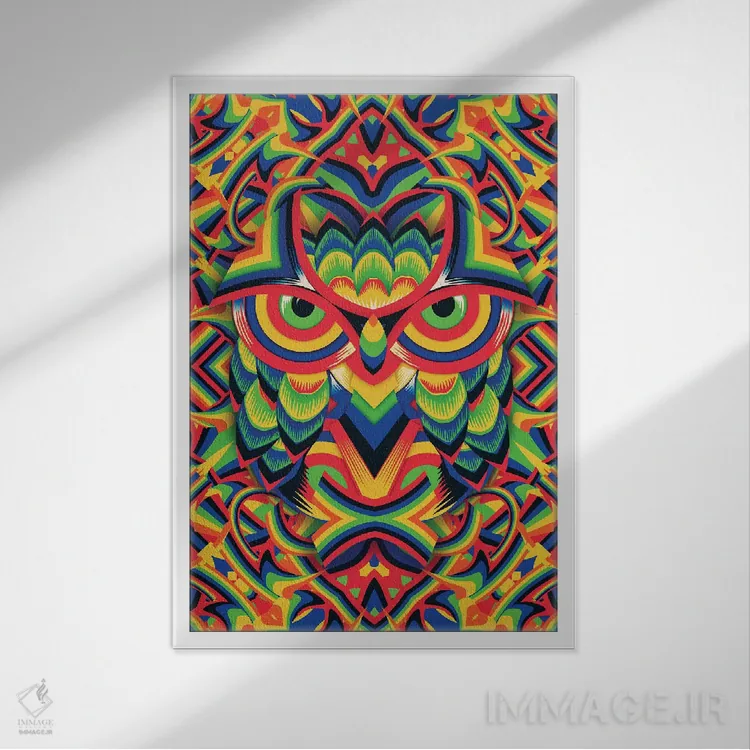 تابلو جغد ۳ اثر علی گولچ - نمای قابدار سفید