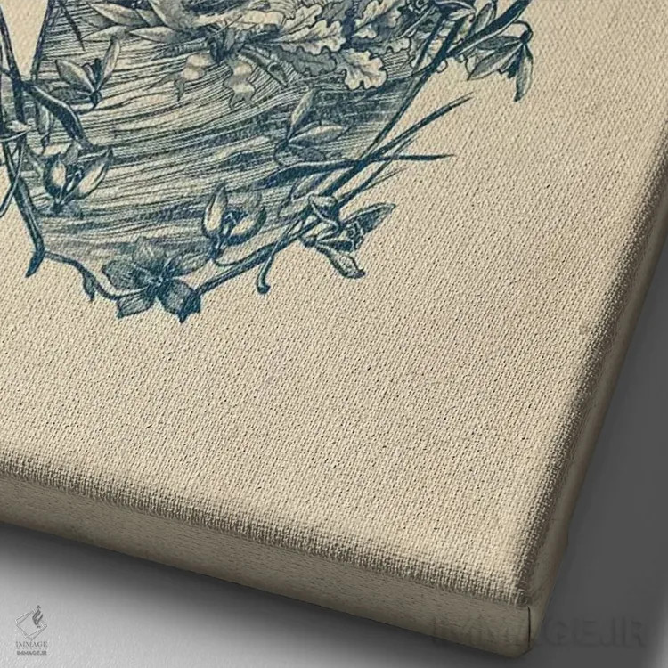 تابلو جمجمه گلدار اثر علی گولچ - نمای نزدیک بافت بوم