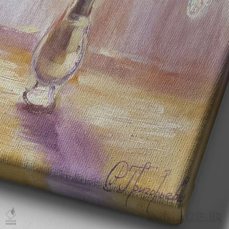 تابلو ۹ گل داوودی اثر آناستاسیا گریگوریوا - نمای نزدیک بافت بوم