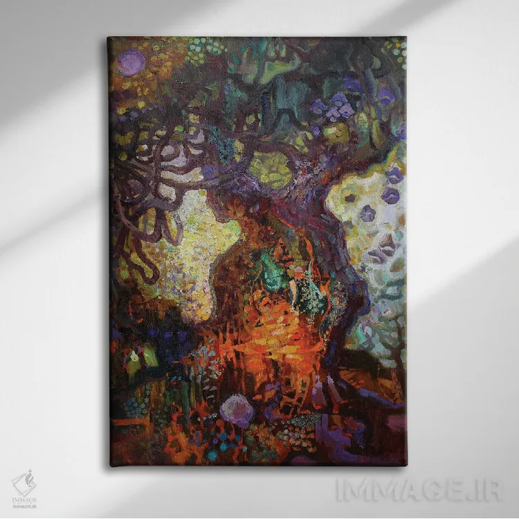 تابلو آلکونست و سیرین II (دو پرنده اسطورهای) اثر آناستاسیا گریگوریوا - نمای روبهرو روی دیوار