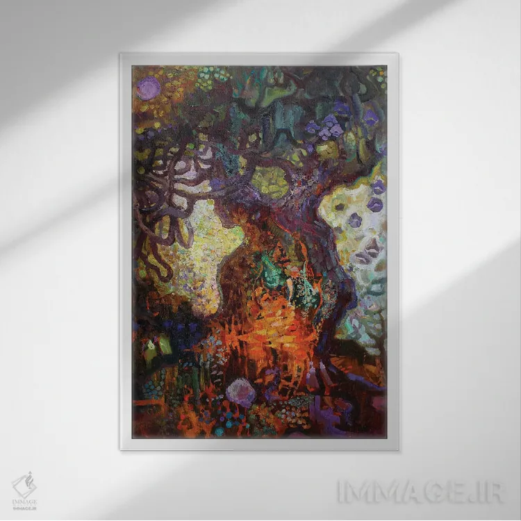 تابلو آلکونست و سیرین II (دو پرنده اسطورهای) اثر آناستاسیا گریگوریوا - نمای قابدار سفید