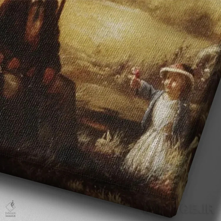 تابلو گلهای تابستانی و یوفوها اثر آرک و گوستز (گروه هنری) - نمای نزدیک بافت بوم