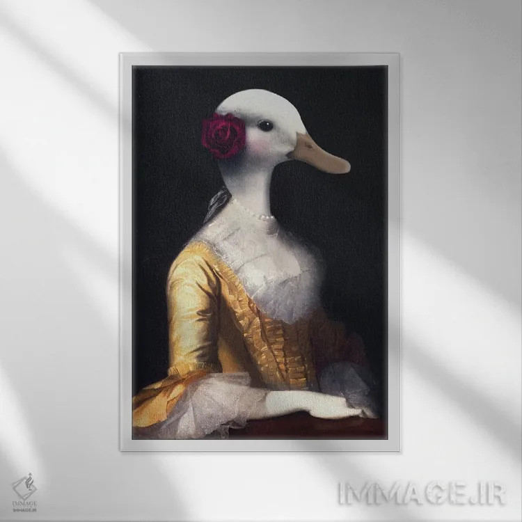 تابلو بانو اردک اثر آرک و گوستز (گروه هنری) - نمای قابدار سفید