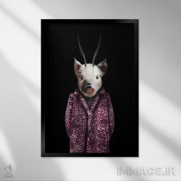 تابلو پرسی خوکچه اثر آرک و گوستز (گروه هنری) - نمای قابدار مشکی