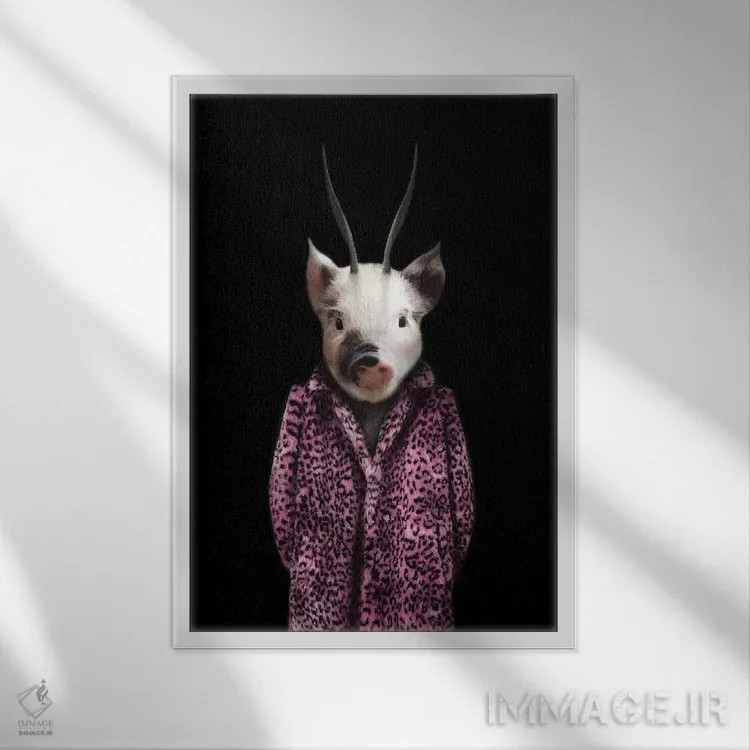 تابلو پرسی خوکچه اثر آرک و گوستز (گروه هنری) - نمای قابدار سفید