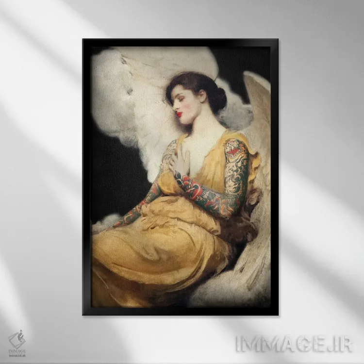 تابلو فرشته جوهری اثر آرک و گوستز (گروه هنری) - نمای قابدار مشکی