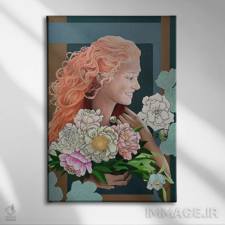 تابلو صدتومان (گل صدتومانی) اثر آلن ماگالون - نمای روبهرو روی دیوار