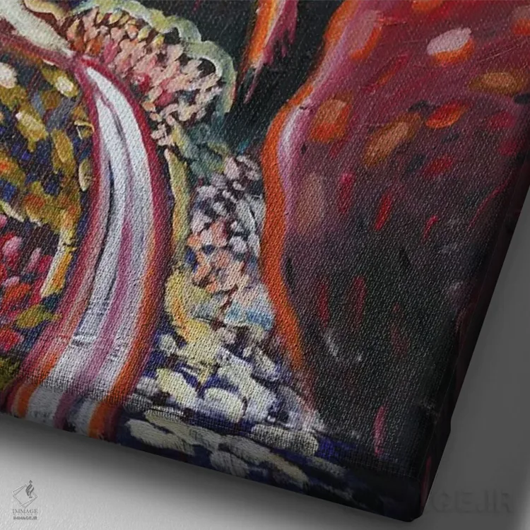 تابلو باغ رؤیایی بیست و یکم اثر آنتئو گرمی - نمای نزدیک بافت بوم