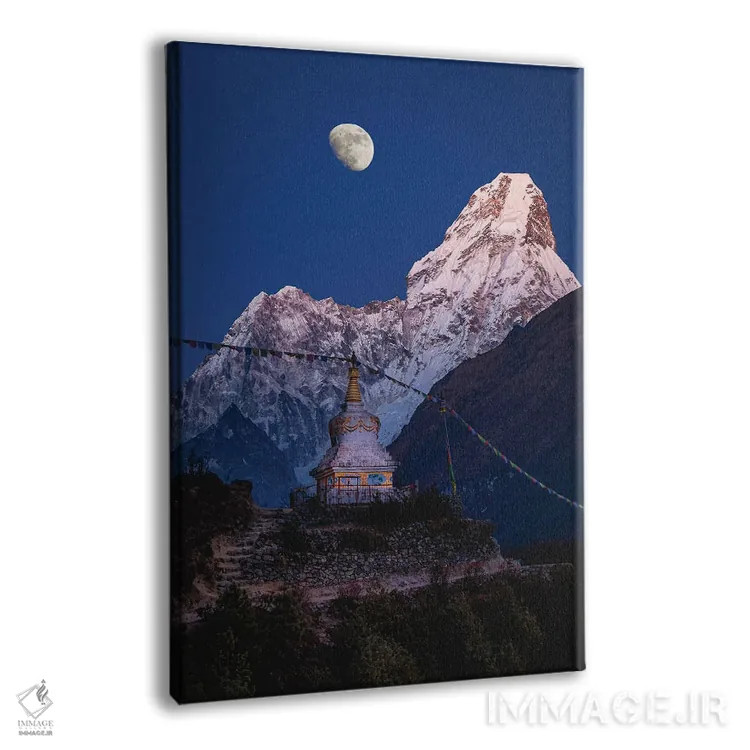 تابلو اورست و ماه در ساعت آبی هیمالیا نپال (قسمت اول) اثر الکس جی پرز - نمای پرسپکتیو محصول
