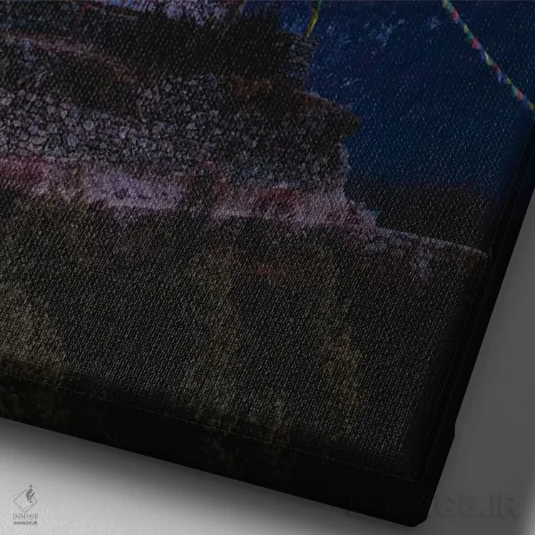 تابلو اورست و ماه در ساعت آبی هیمالیا نپال (قسمت اول) اثر الکس جی پرز - نمای نزدیک بافت بوم