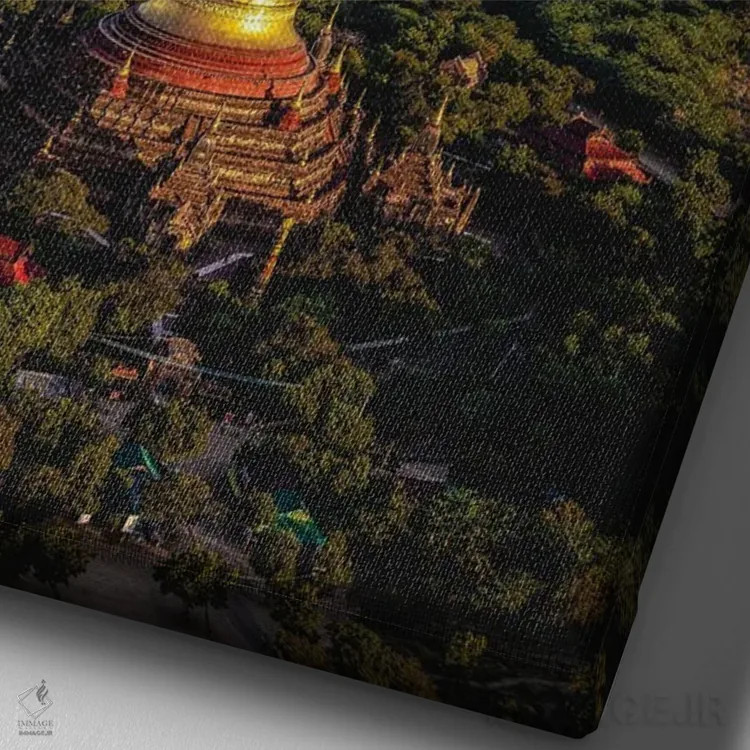 تابلو معبدهای باگان قدیم با بالن هوای گرم میانمار (قسمت دوم) اثر الکس جی پرز - نمای نزدیک بافت بوم