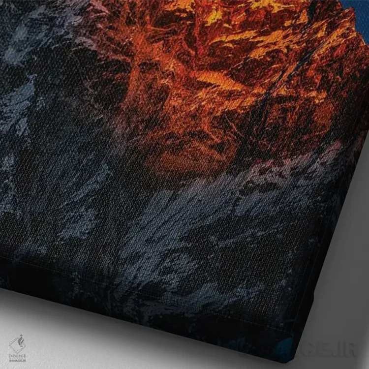 تابلو اورست و ماه در ساعت آبی هیمالیا نپال (قسمت دوم) اثر الکس جی پرز - نمای نزدیک بافت بوم