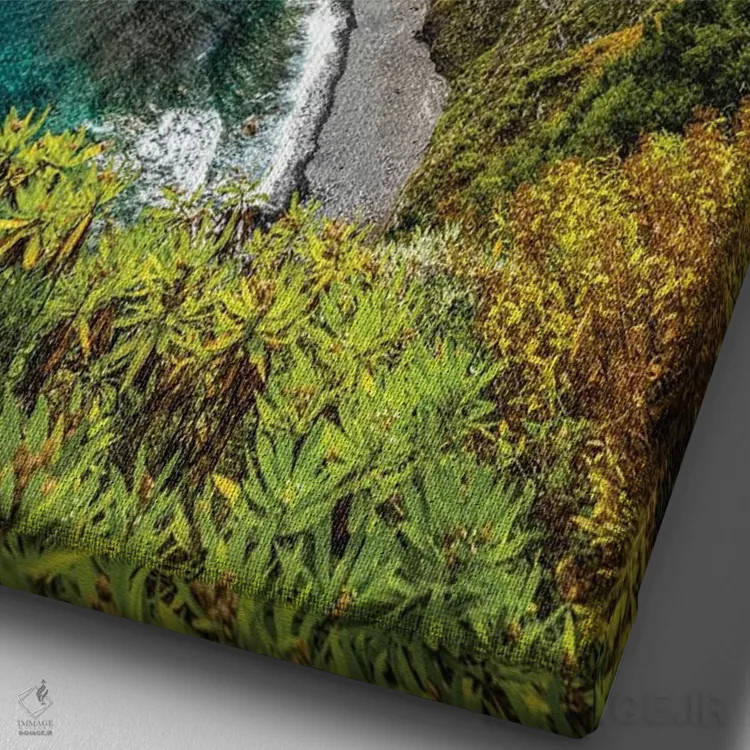 تابلو چشمانداز صخره ساحلی جزیره مادیرا پرتغال اثر الکس جی پرز - نمای نزدیک بافت بوم