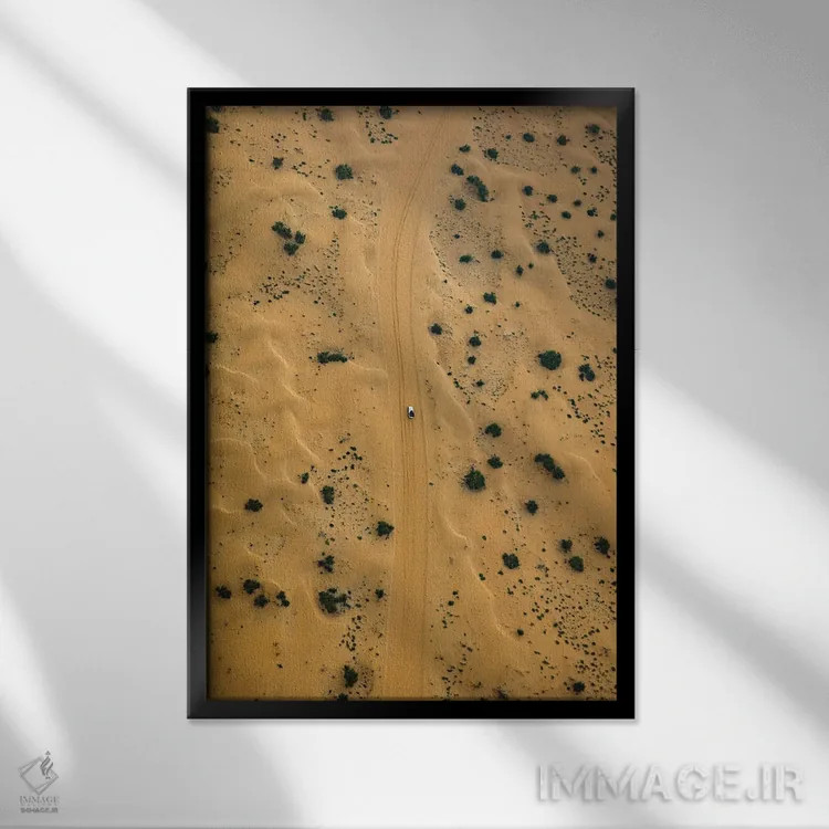 تابلو جاده صحرایی دبی اثر الکس جی پرز - نمای قابدار مشکی