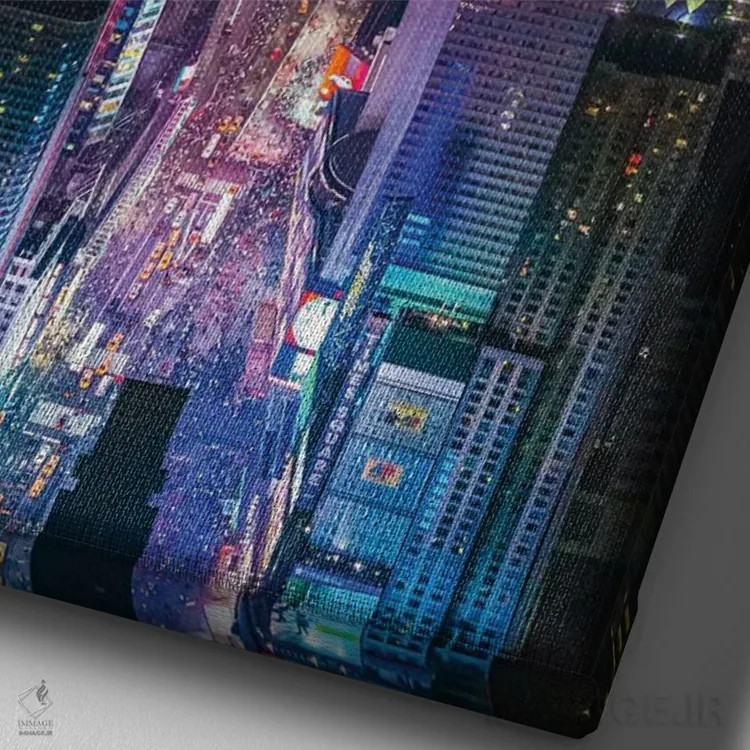تابلو افق میدان تایمز منهتن نیویورک (قسمت دوم) اثر الکس جی پرز - نمای نزدیک بافت بوم
