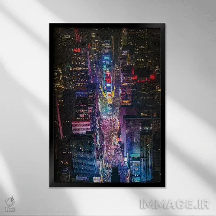 تابلو افق میدان تایمز منهتن نیویورک (قسمت دوم) اثر الکس جی پرز - نمای قابدار مشکی