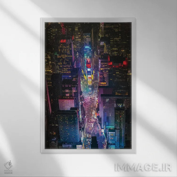 تابلو افق میدان تایمز منهتن نیویورک (قسمت دوم) اثر الکس جی پرز - نمای قابدار سفید