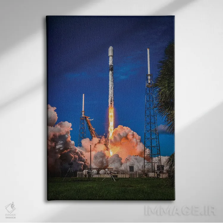 تابلو پرواز موشک به سمت غروب آفتاب (۱) اثر الکس جی پرز - نمای روبهرو روی دیوار